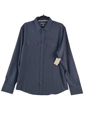 NEW Flag & Anthem Men's Dress Blue Long Sleeve Shirt Sz M UPF Protection